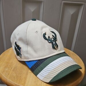 Milwaukee Bucks Adjustable Cream and Green Cap